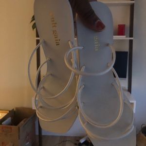 CG white block sandals